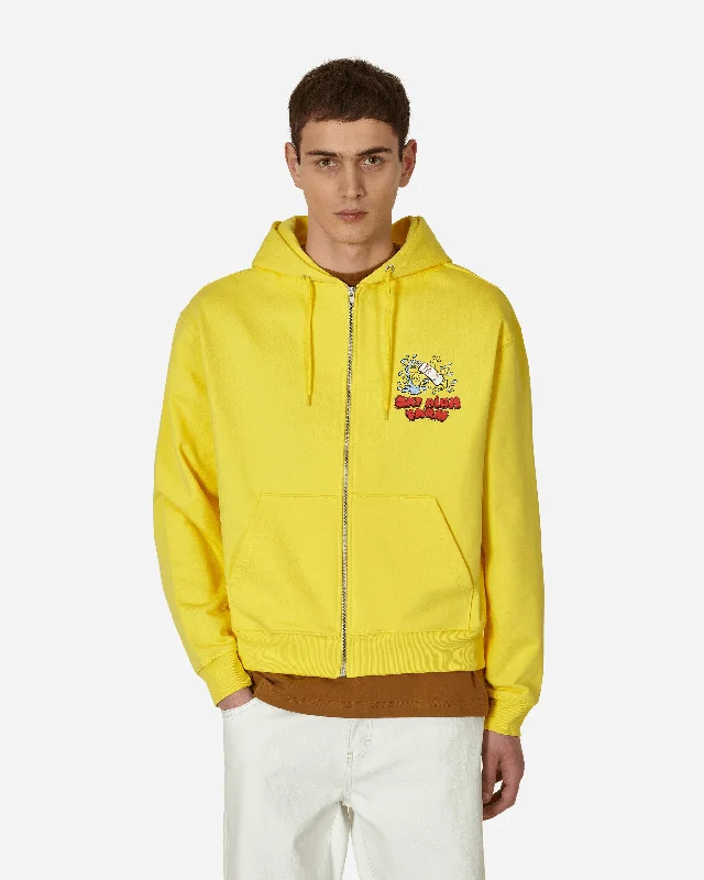 Flatbush Printed Zipped Hooded Sweatshirt Yellow